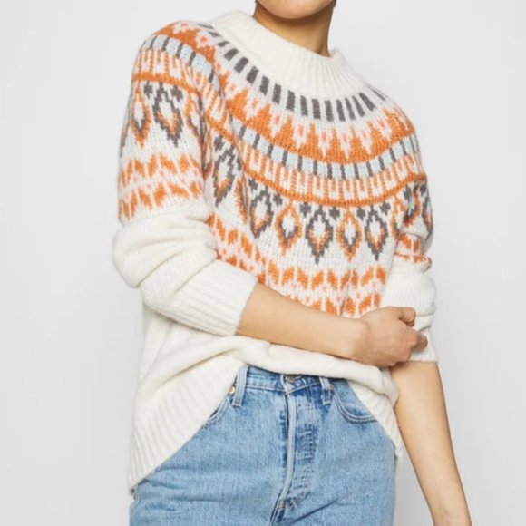 aerie Sweaters - Aerie Oversized Fair Isle Mock Neck Chunky Knit Fairisle Sweater